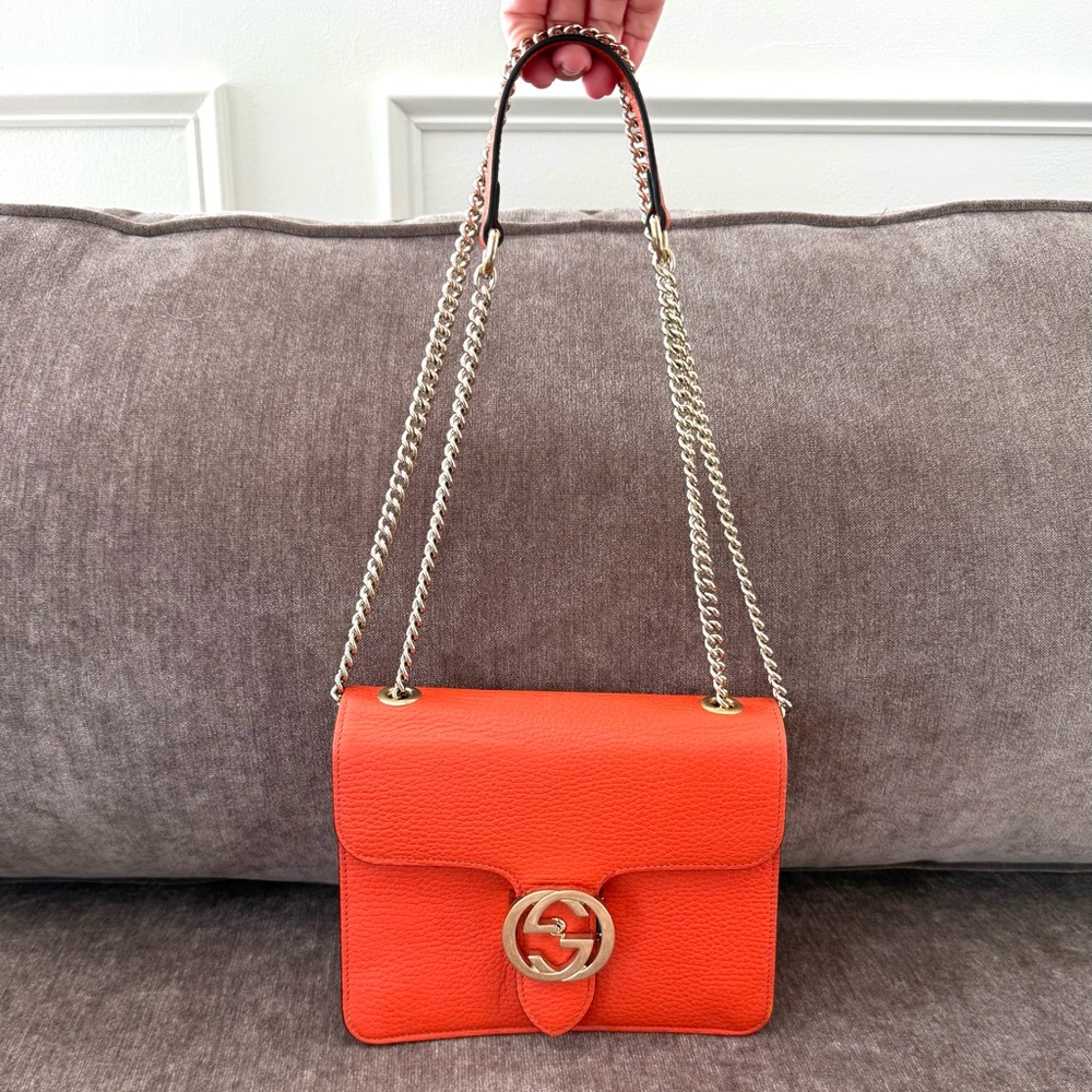 Authentic Gucci Interlocking GG Small Calfskin le… - image 2